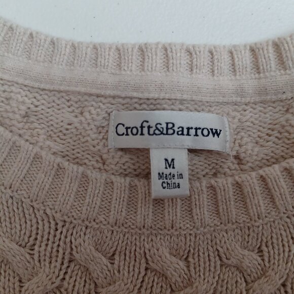 Croft & Barrow Cable Knit 100% Cotton Black/Purple/and Beige Sweater Size Medium - Picture 3 of 7